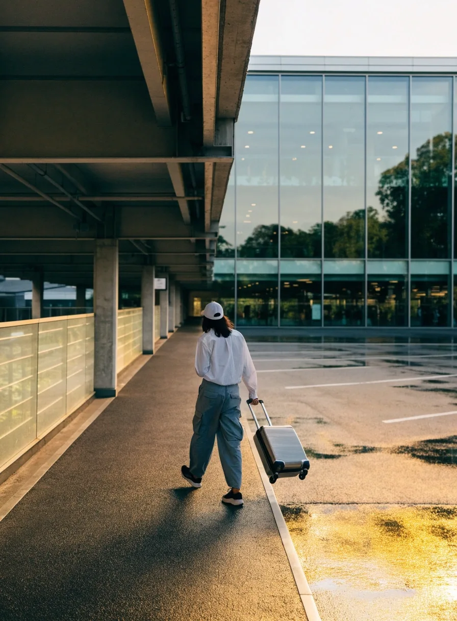 Covered walkway connecting Terminal car park to the terminal building